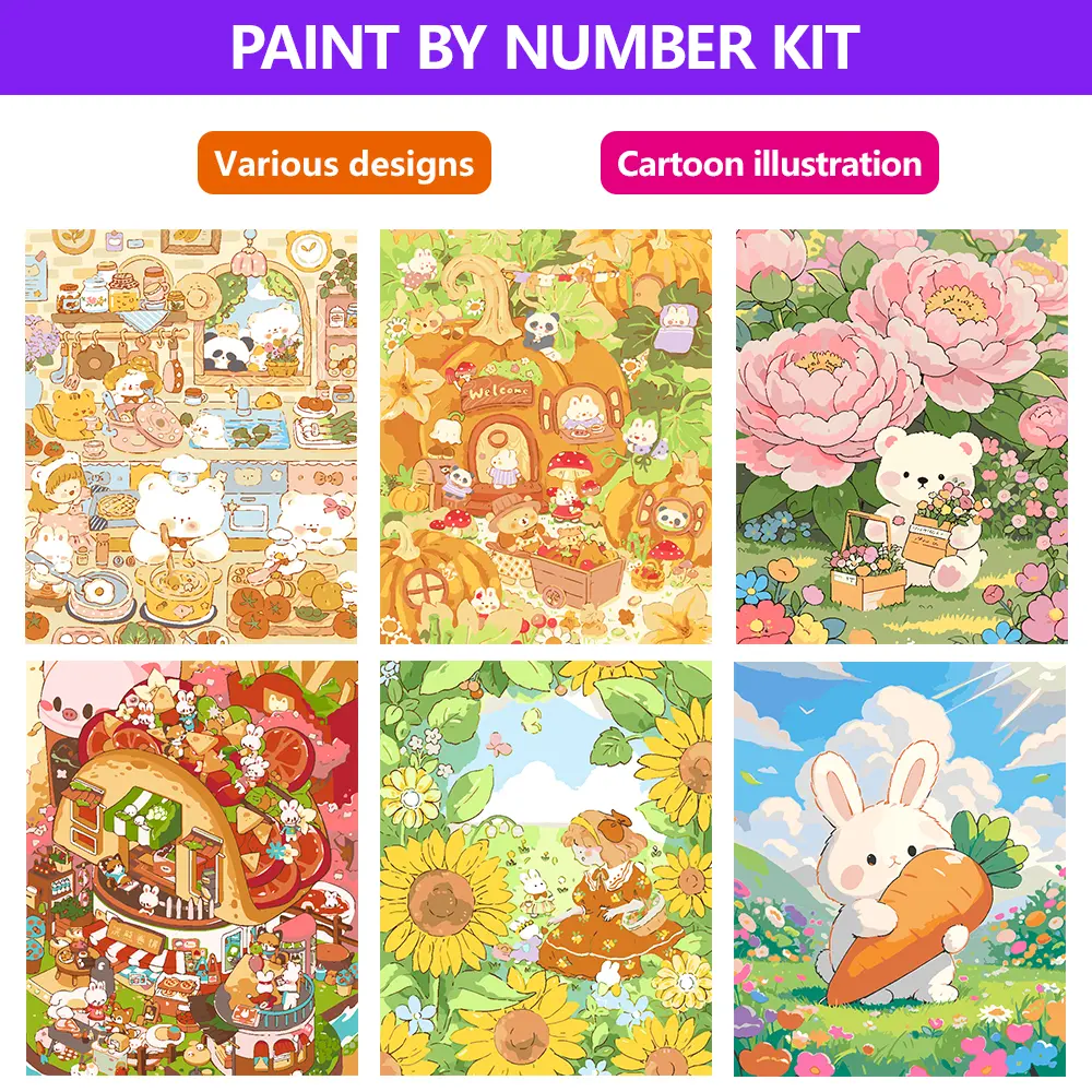 Cartoon Illustration Series Paint by number kit,DIY Painting,Canvas Art,Wall Decoration