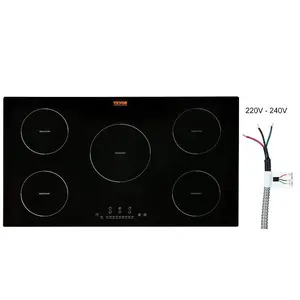 fathersdaygift VEVOR Electric Cooktop, 5 Burners, 36'' Induction Stove Top, Built-in Magnetic Cooktop 9200W, 9 Heating Level Multifunctional Burner, LED Touch Screen w/ Child Lock Over-Temperature Protection