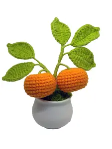 handmade crocheted orange bonsai size: 3x3x6, plastic pot for home decoration. Decorative Fruit Plants flower centerpiece Multicoloured Plants Nature Tree plants decorative flowers plants & fruit Ornaments