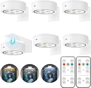 6Pcs Picture Light Battery Operated, Magnetic Led Painting Light with Remote Dimmable and Timer, 3 Lighting Modes Art Display Light for Picture Frame Paintings, Wireless Wall Decor Puck Lights wallsconces wall lamp festival gift