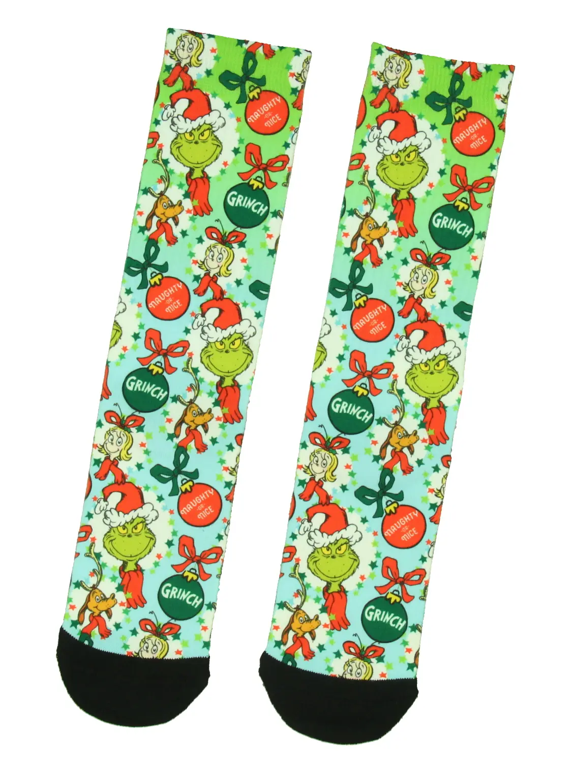 Dr Seuss GRINCH Naughty Or Nice Adult Holiday Ombr� Sublimation Crew Socks