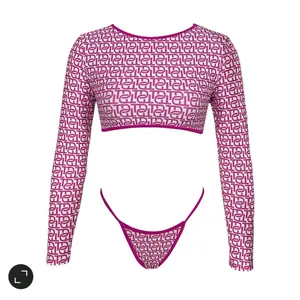 2 Piece Bikini Set | Tebo Dambe Signature TD Monogram Long Sleeve Bikini Beachwear