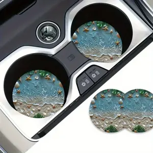 2pcs Seashell & Starfish Car Coasters, 2.75" EVA Drink Holders, High-Quality Vehicle & Home Cup Rests, Ideal Gift for Holidays & Special Occasions