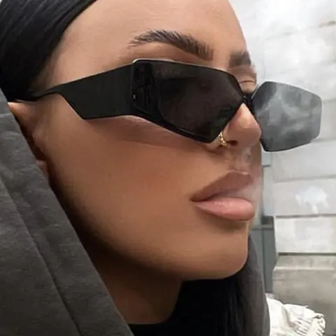 Unisex Street Trend Geometric Frame Sunglasses, Trendy Semi-rimless Thin Sunglasses for Everyday Use, Fashion Accessories for Outdoor Activities, Trendy Casual Sunglasses, Trendy Streetwear Sunglasses, Fashionable Sunglasses