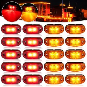 20PCS 2.5 Inch Oval LED Marker Lights, Amber Red Clearance Side Marker Lamp, Waterproof Trailer Turn Signal Brake Tail Light, Universal Exterior Safety Warning Light for Truck Trailer RV Boat Van Pickup ATV UTV