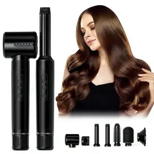 7-in-1 Hot Air Brush Hair Styling Tool for Women - Daily Multi-Styling Home & Bathroom Gadget with Automatic Curler, Straightening Brush, Fast Heating Function, Gift Box Included, Ideal Gift for Loved Ones, 1300-1400W
