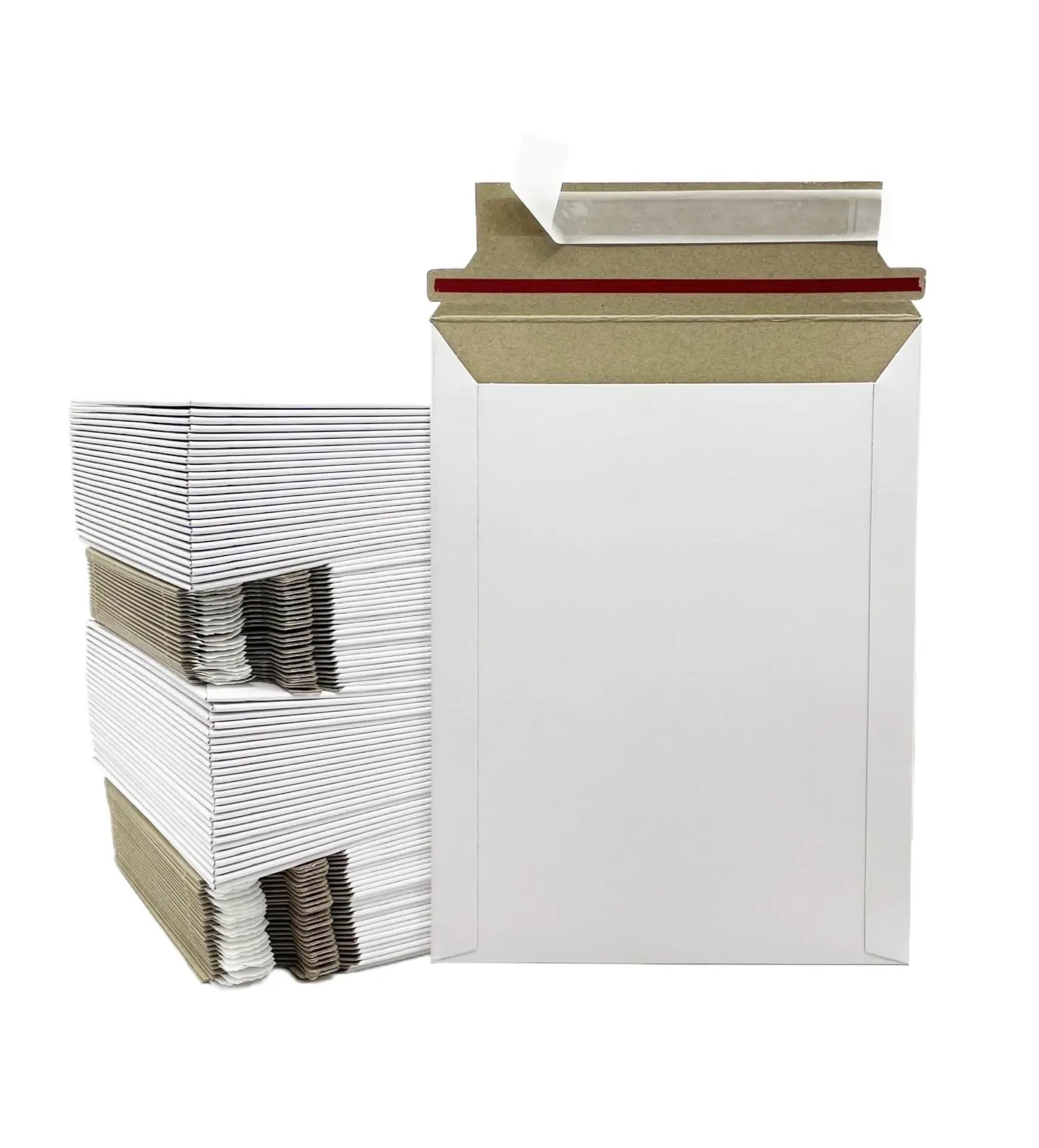 100-Pack 6x8 in Ultra-Thick 350GSM Stay-Flat Cardboard Shipping Envelopes - Lightweight Peel-and-Stick, Approved for DHL, Complete Security, Easily Accepts Ink, Provides Bend Resistance, Protects Art Prints