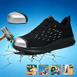 Steel Toe Protective Safety Shoes, Lace-Free Slip-on Design, All-day Comfort, Casual Fashion Work Shoes, Durable Labor Boots for Construction Site Workers