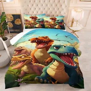 Dinosaur print pattern bedding set, including 1 blanket and 1 or 2 pillowcases without pillowcases, soft children's and adult bedroom decoration gifts