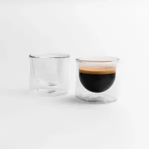 FLUR Espresso Glasses (Set of 2) – Perfect for Espresso, Macchiatos & Small Espresso Drinks – Double-Walled Borosilicate Glass – Handmade, Lightweight & Durable – 3oz