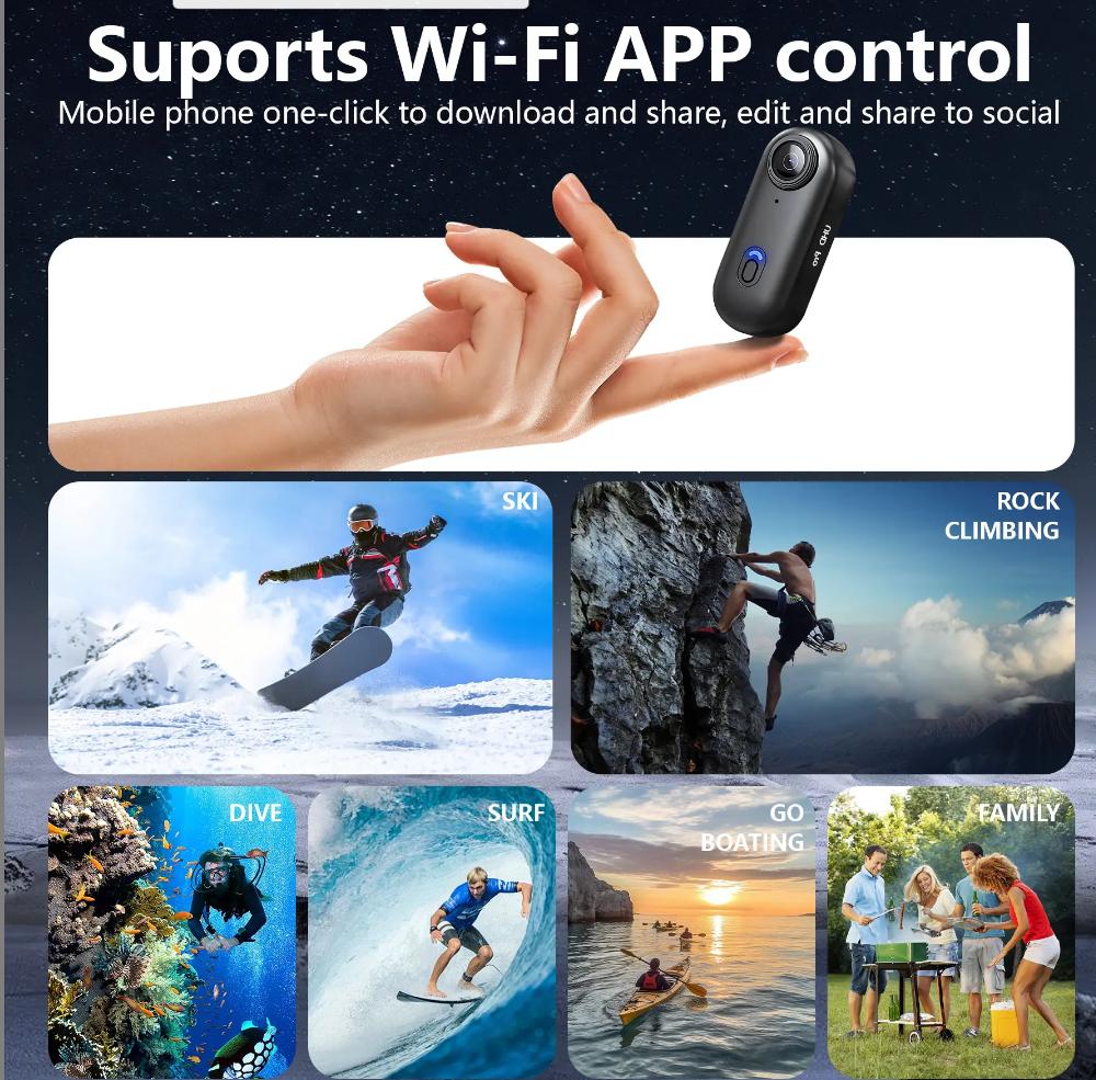 New arrivals in shining colors，Thumb Action Camera, Thumb POV Portable Body Cam, Tiny Size, Hands Free, Mount Anywhere Magnetic Sport DV, Bike Cycling, Pet, Vlogging Card Water Proof, Anti-Shake,Tiktokcreators Ideal Gift for Girls。