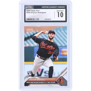Grayson Rodriguez Baltimore Orioles 2023 Topps Now Whiffs Nine Batters En-Route To 1st MLB Victory #200 CGC Authenticated 10 Rookie Card