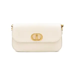 Pre-owned Dior Calfskin Crossbody Bags Montaigne Crossbody Bag Off White JM JM286