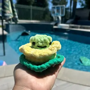 Pop up frog crochet plushie amigurumi stuffy handmade
