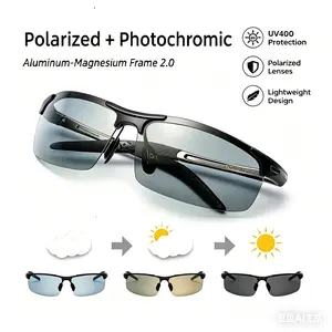PALESHY High-Definition Photochromic Polarized Sunglasses, Smart Transition Lenses for Long-Distance Clarity, Enhanced Depth Perception UV400 Protection, Lightweight Al-Mg Frame for Driving & Outdoor Sports
