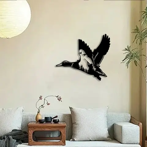 1pc Hunting Duck Metal Wall Art, Bird Art, Waterfowl Statue Mural, Perfect for Lodge, Cabin, Marsh Wall Decor, Duck Hunting Season Decor, Ideal Gift for Hunters