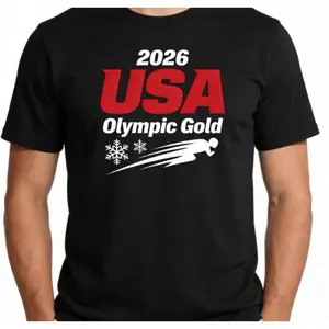 2026 USA Olympic Gold Athlete T-Shirt - Track and Field Themed Black Tee