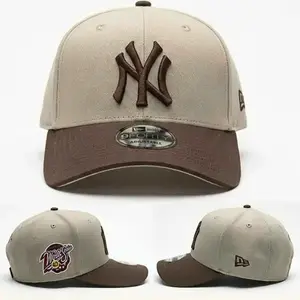 New Era 9FORTY New York Yankees Beige Brown MLB Cap - Gorras De Béisbol World Series Side Patch Adjustable Classic Baseball Hat