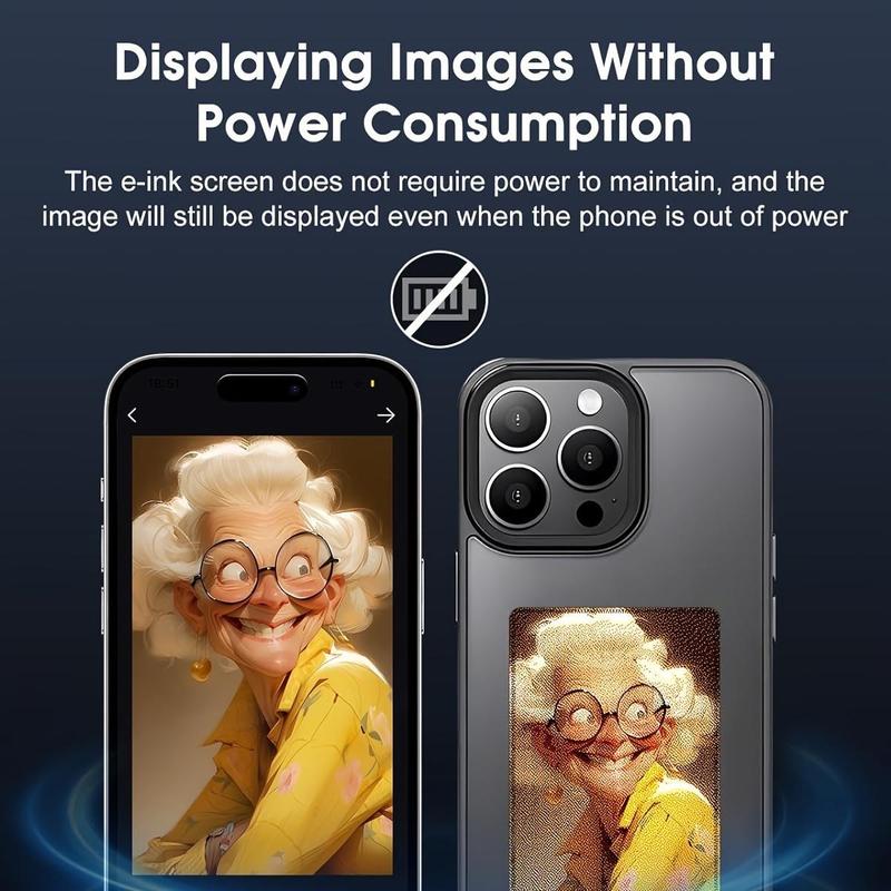 NFC Projection DIY Smart Display Customized Phone Case, 1 Count Ink Screen Projection Phone Case, Phone Accessories for iPhone 11 12 13 14 15 Pro Max Series