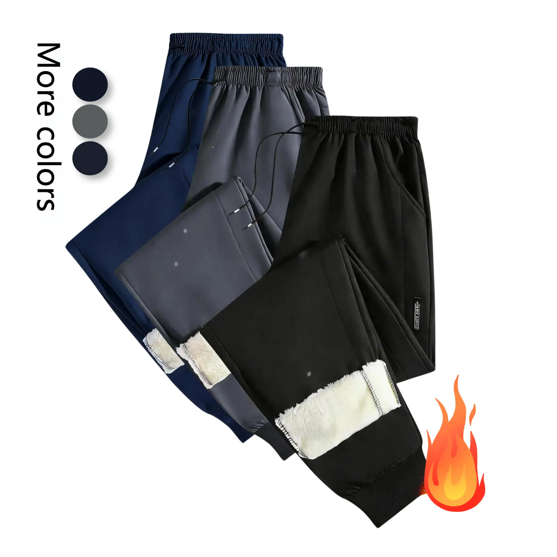 Men's fleece work pants - thick and warm work pants, suitable for outdoor hiking and daily street wear. Men's machine-washable wide-leg casual pants, sporty snow pants, machine washable.