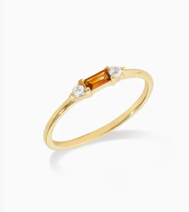 Mini Madeira Citrine Topaz Ring – 14K Gold Plated