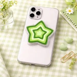 Aesthetic Green Star Magsafe Phone Grip Holder, Retro Coquette Y2K Acrylic Magnetic Phone Mount Pop Socket, Adjustable Durable Accessories