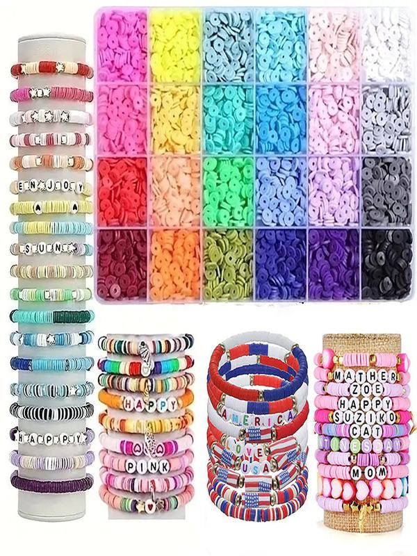 Random Color DIY Beaded Bracelet Kit, 1 Set Colorful Loose Beads for ...