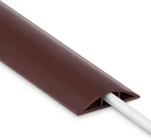 4FT Cord Cover Floor, Extension Brown Cord Hider Floor, Power Cable Cover Cord Protector, Soft PVC Wire Covers for Cords, Cable Management Hide Cords - Cavity: 0.47" (W) X 0.24" (H) LZEOY