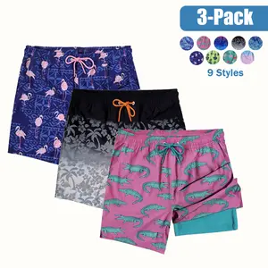 3Pak Men's Swim Trunks 2-in-1 with Compression Liner, Pockets, Drawstring, Stretch Quick-Dry – Gym, Hiking, Running, Swimming, Beach & Pool Swimwear Shorts Summer Swim Bottoms summervibes