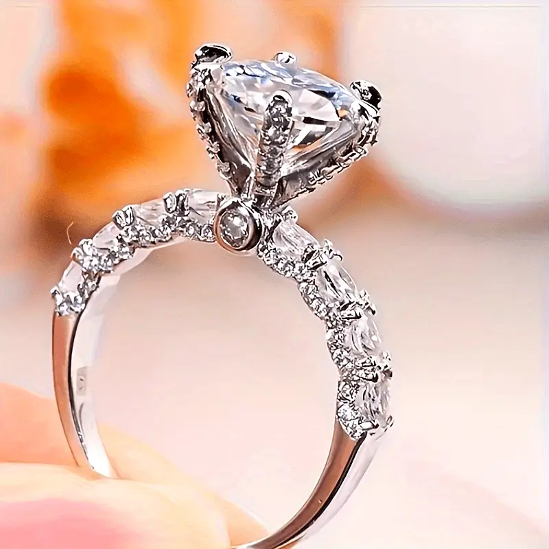 1pc Stunning 3 Carat Moissanite Ring In S925 Silver - Perfect for Weddings, Anniversaries, And Birthdays, Rings for Women, Jewelry for Women, Cheap Stuff, And Closeout, Girly Must Haves Cheap bracelets for women bracelet stack bracelet men