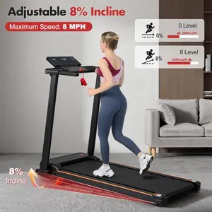 [SAYGOGO] Treadmill with 8% Incline, Portable Treadmills for Home with Handle, Foldable Treadmills with 265 Lbs Capacity, 3.0HP Treadmill with 4 Adjustable Support Feet