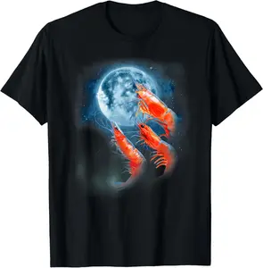 100% Cotton Funny Prawn Shirt - Shrimp Shirt - Howling at the Moon T-Shirt