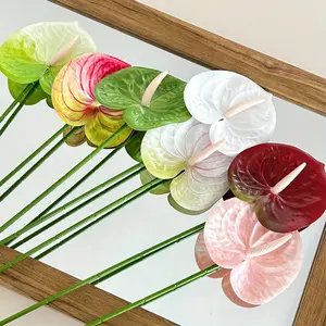 4pcs Artificial Anthurium Flowers Real Touch Fake Flower for DIY Table Centerpieces ArranSynthetic Gemstoneent and Bridal Wedding Festival Decor Flower ArranSynthetic Gemstoneent Thanksgiving/Halloween Gifts