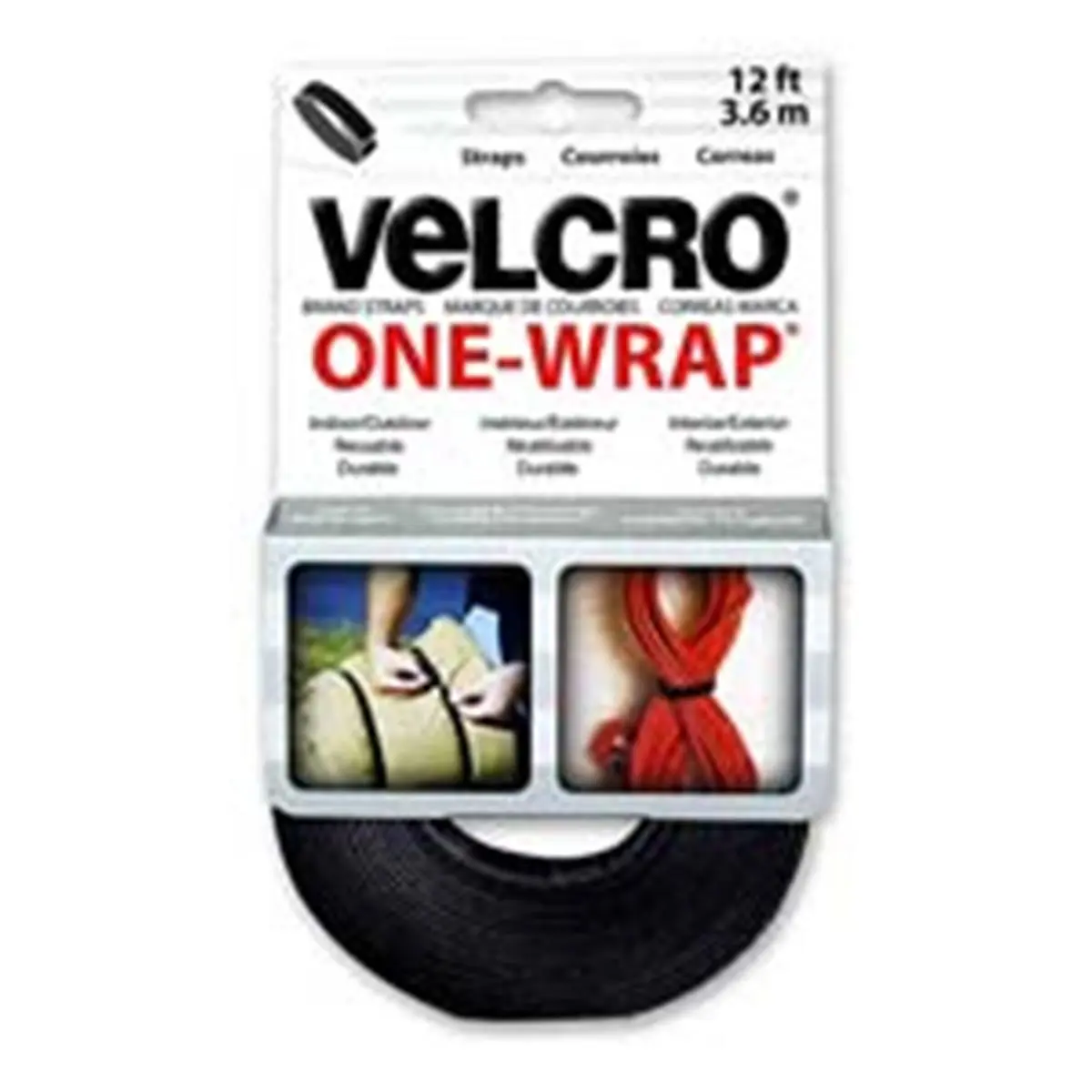 212 MAIN Reusable Fabric Strap with Hook-and-Eye Closure, 0.75in x 12ft Black, Get A Grip by USA Inc, Adhesive, Quick-Easy-to-Use, Indoor-Outdoor Home Improvement Building Supplies