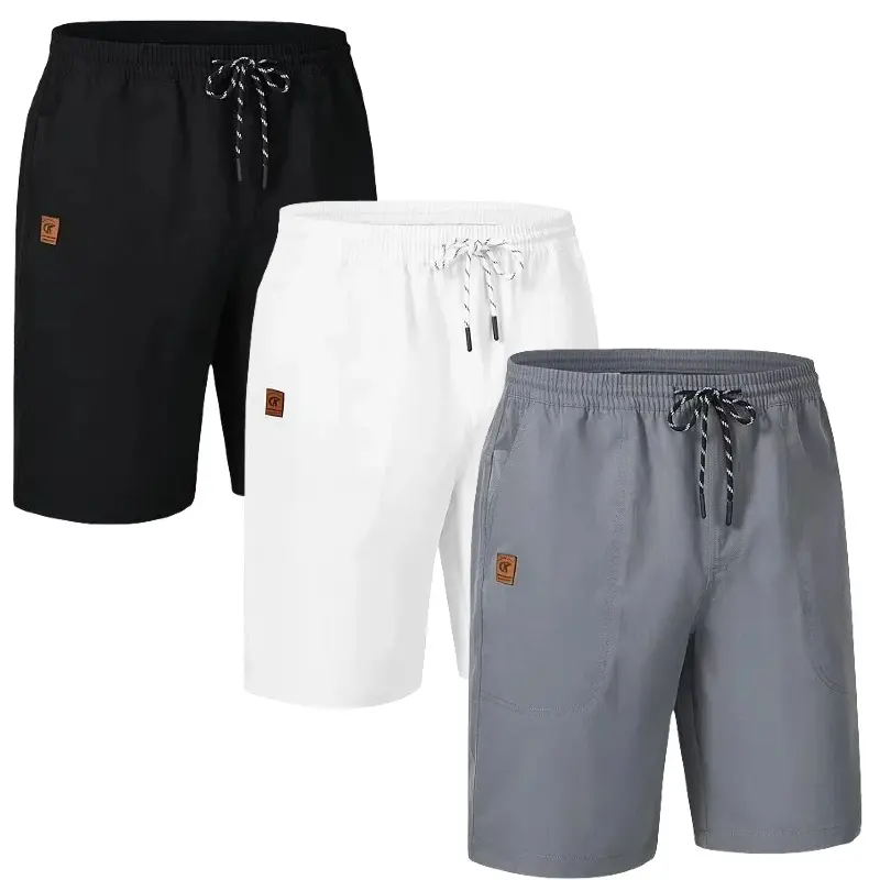 YUYANGDPB Menswear 3-Pack Men's Quick Dry Everyday Shorts - Elastic Adjustable Drawstring Waist, 5 Pockets (1 Zipper), Lightweight Polyester, Chic Casual Style, Machine Washable Easy Care, Airy for Daily Errands #fathersdaygifts