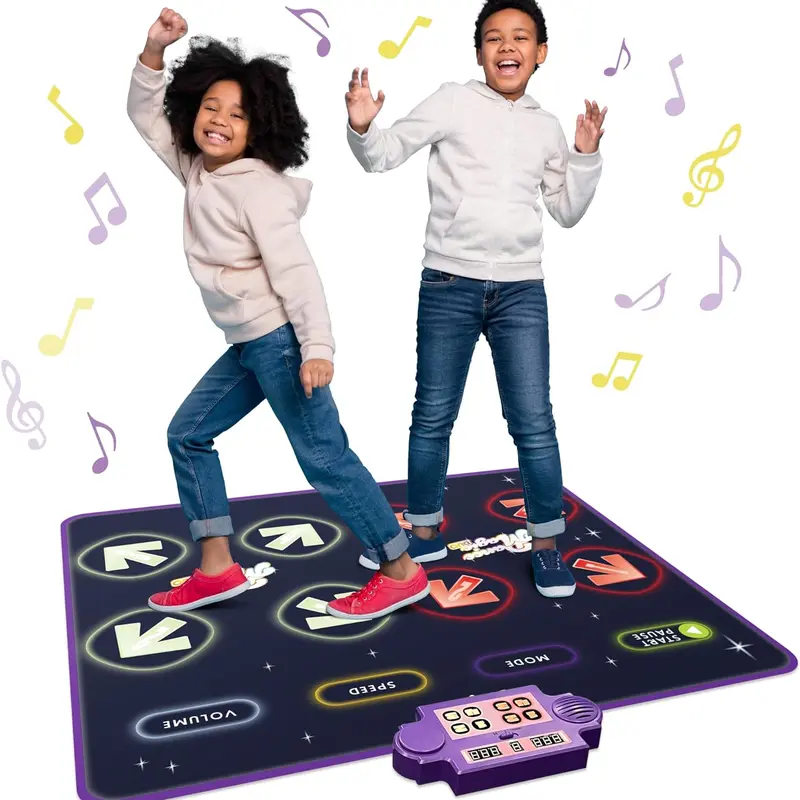Dance Mat - with 8 Levels & Songs, 3 Speeds and 2 Modes - Light Up Electronic Kids Dance Mat for Kids / Dance Pad, Gift for Girls and Boys Fun