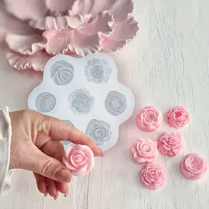 DIY wax product mold, 7-link flower and floral mold, suitable for making small floral scented candles, drip resin, gypsum cement, concrete pouring, can be used for home desktop atmosphere decoration, holiday gifts, handicraft gifts