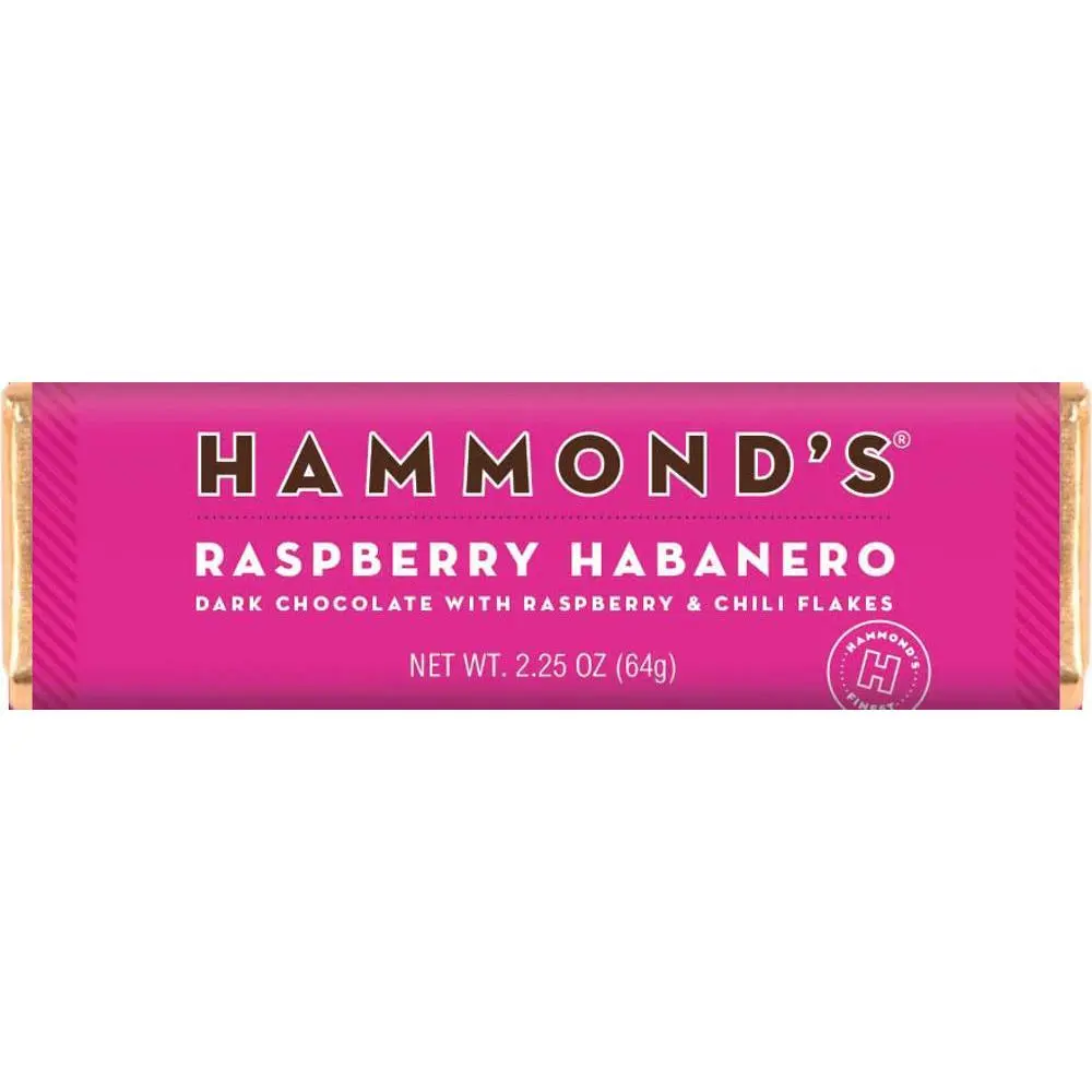 Hammond's Raspberry Habanero DarkChocolate Bar 2.25 oz 12 ct