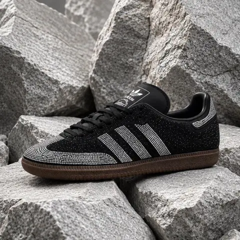 Adidas Samba OG Rhinestone Black Silver Women's Fashion Sneaker New