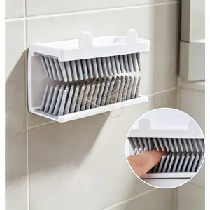 JUMRHFAN Reusable Wall Mount Shower Hair Catcher, Easy Install Bathroom Hair Collector, Anti-Clog Drain Protection, White