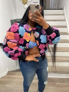 Women Floral Jacquard Button Front Jacket 2026 Casual Long Sleeve Round Neck Outerwear Daily Ladies All Seasons
