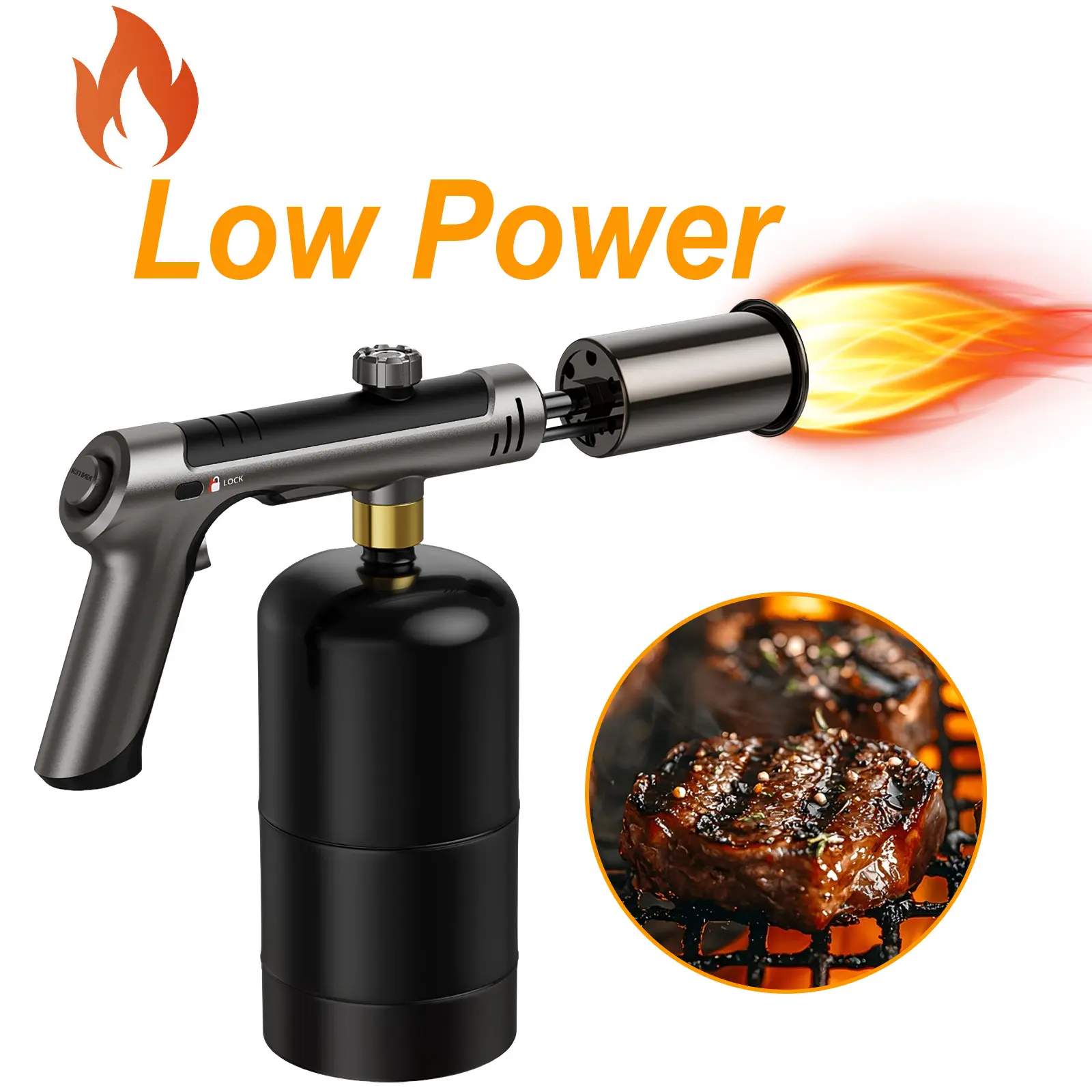 Powerful Cooking Torch Lighter – Propane Blow Torch With Igniter, Adjustable Flame (Up To 3272°F) For BBQ, Searing Steak, Grilling & Charcoal Starter (Tank Not Included)