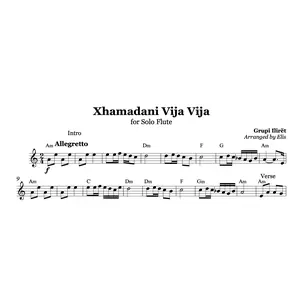 Xhamadani Vija Vija, Albanian Flute Sheet Music
