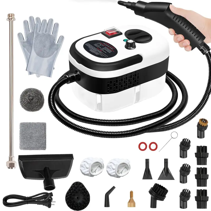 2500W Handheld Steam Cleaner High-Temperature 221 ℉   & High-Pressure 3.0Bar Portable Car Steamer with 20 Accessories for Kitchen Grease Car Detailing & Bathroom Cleaning