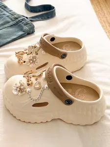 Summer Trendy Sweet Cool Girl Style Open-Toe Holey Shoes for Women, Eva Thick Sole Height-Boosting Fashion Versatile Outdoor Comfortable Beach Sandals