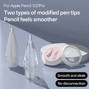Apple Pencil Tip Replacement for Apple Pencil Pro 1 Generation, Silent Transparent Anti-Slip Metal Wear-Resistant Tip, Stylus Tip