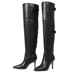 Over The Knee Boots For Women Pointed Toe Stiletto High Heel Buckle Straps Fashion Date Dress Party Rave Trendy Tall Boots
