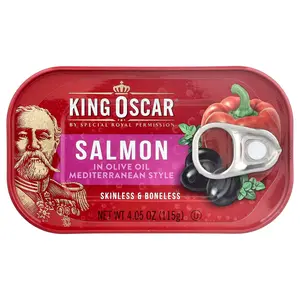 King Oscar Skinless & Boneless Salmon in Olive Oil, Mediterranean Style, 4.05 oz (115 g)