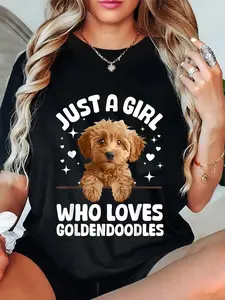 100% Cotton Cute Goldendoodle Design For Women Girls Golden Doodle Lover T-Shirt