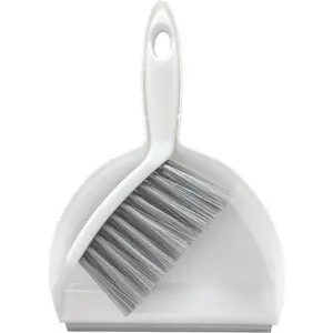 Mini Broom and Dustpan Set Small Dustpan & Brush Set Portable Cleaning Tools for Home Office RV Camping Learning (Grey)
